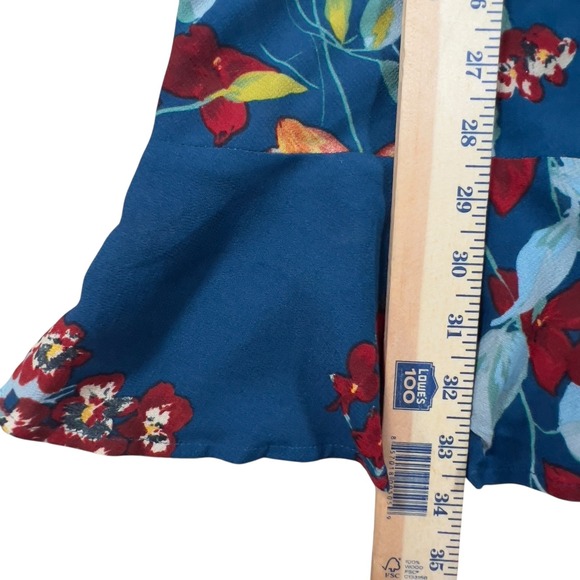 Band of Gypsies Collective Pisa Teal Floral Ruffle Slip Skirt Midi Small NEW - Picture 8 of 9